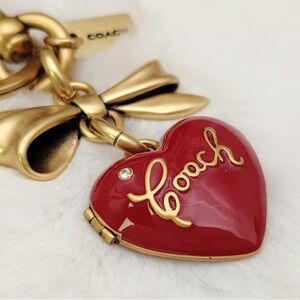 Coach Bow Heart Locket Bag Charm Keychain